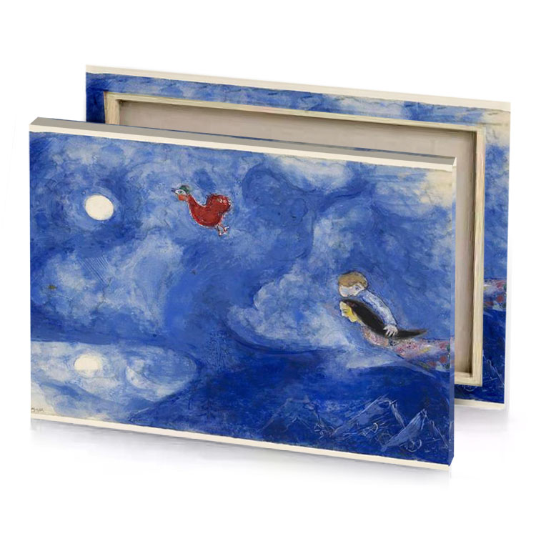 a painting of man flying in the sky lapis lazuli canvas