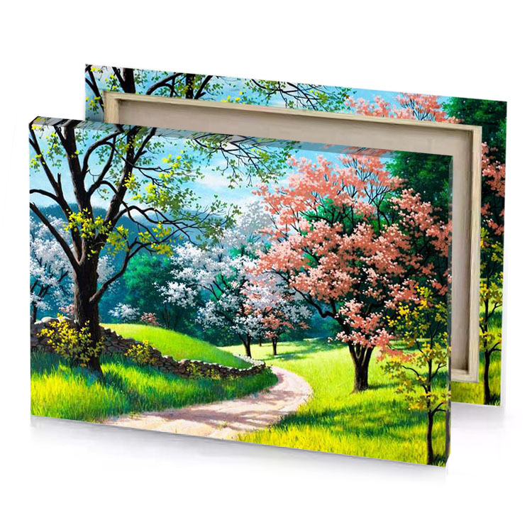 a painting of path through field arctic lime canvas