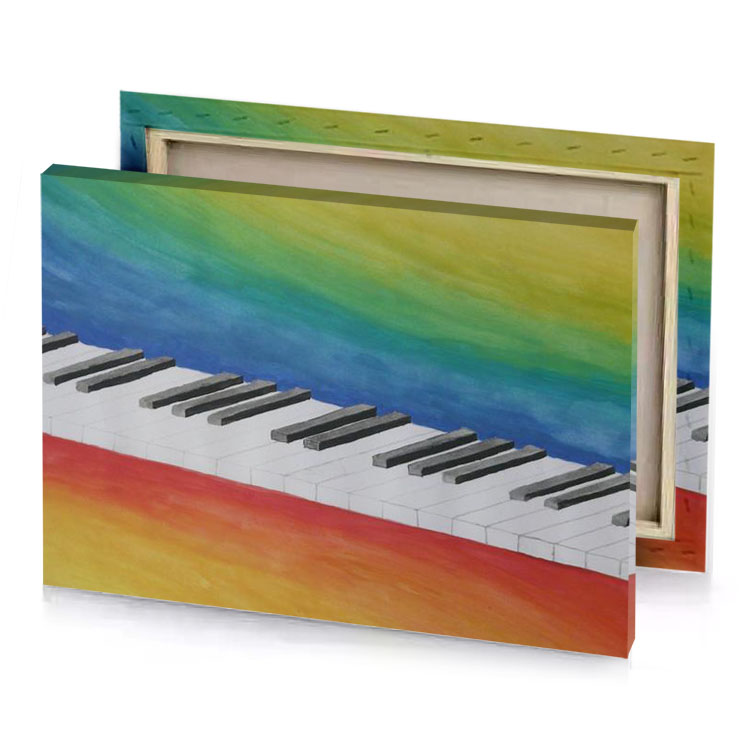 a painting of piano keyboard copper canvas