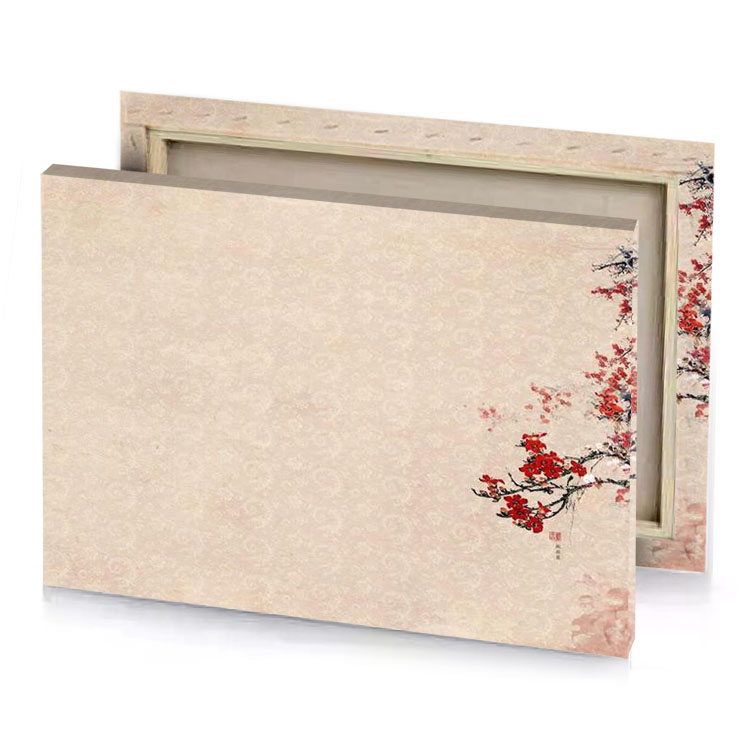 a painting of tree with red flowers garnet canvas