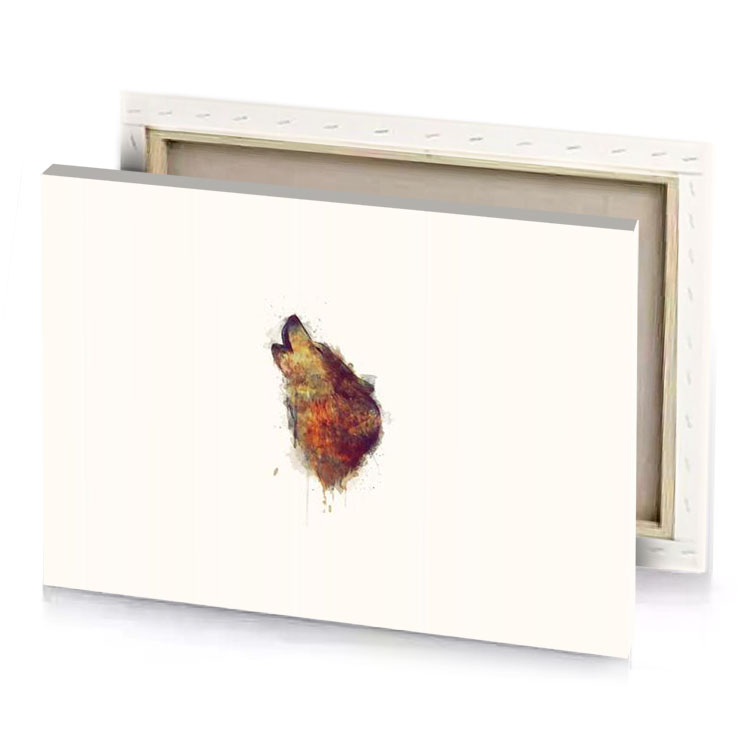 a painting of wolf on white background garnet canvas