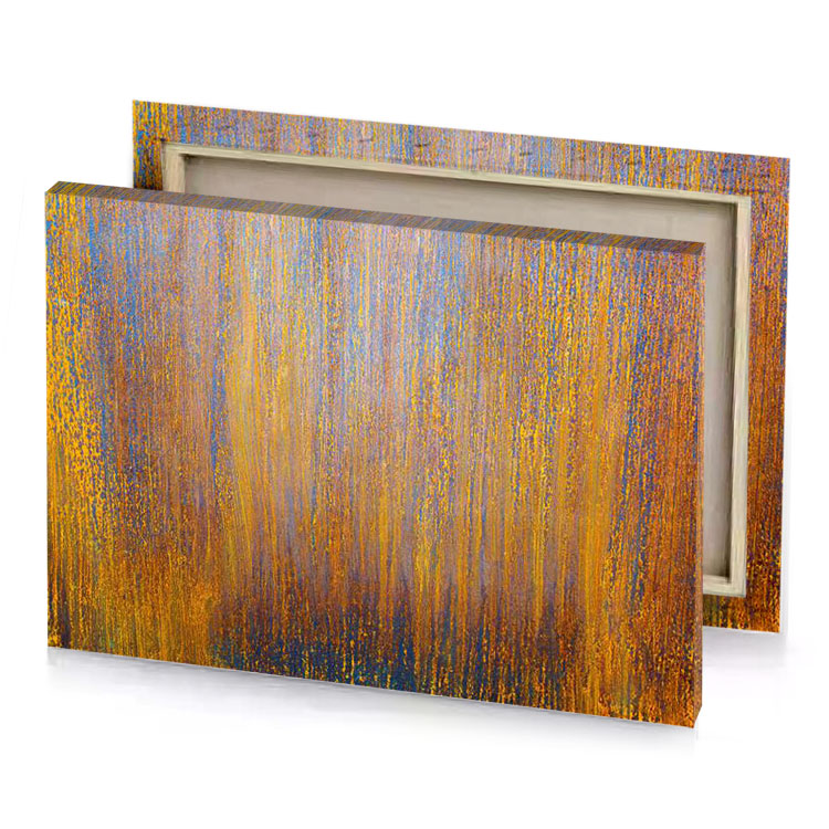 a painting of yellow and blue background peru canvas