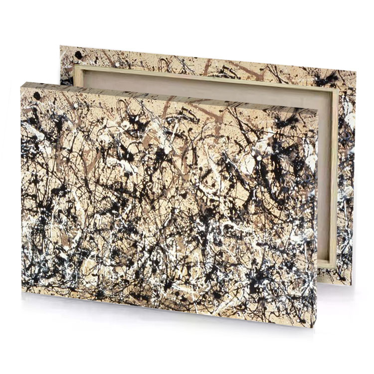 a painting with black and white paint on brown background rosy canvas