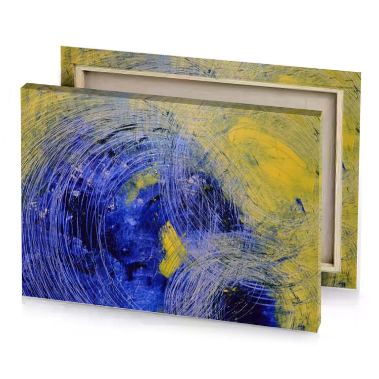 a painting with blue and yellow paint midnight canvas