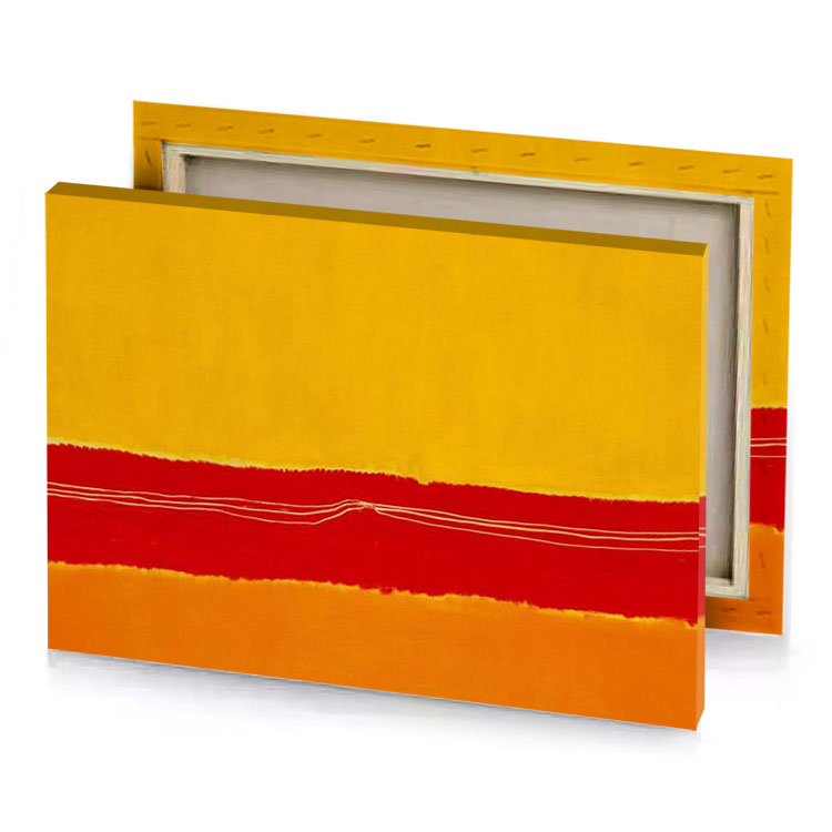 a painting with yellow and red stripes spanish canvas
