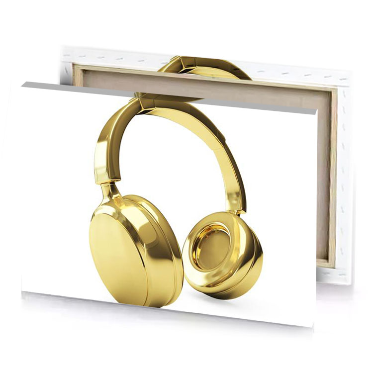 a pair of gold headphones vanilla canvas