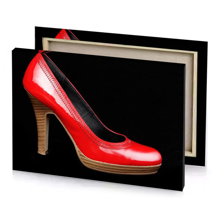 a pair of red shoes on black background lust canvas