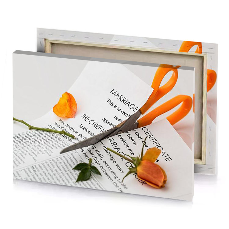 a pair of scissors dark orange canvas