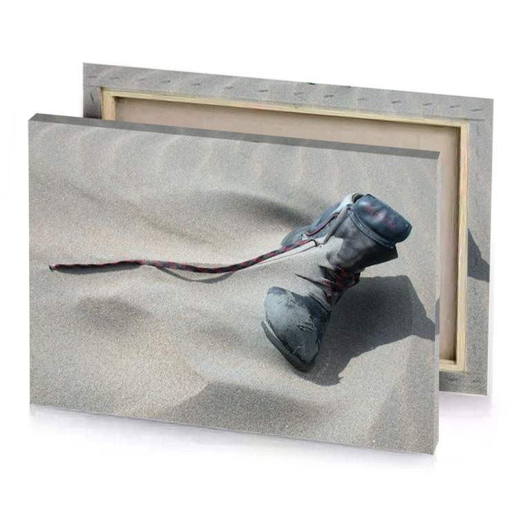 a pair of shoes is on the sand taupe canvas