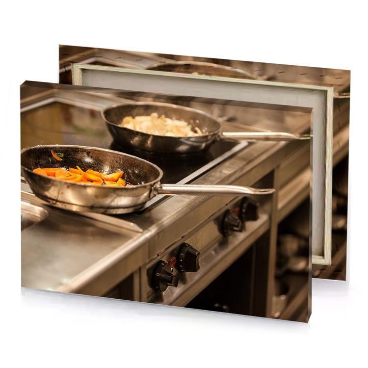 a pan of food is cooking on stove tangerine canvas
