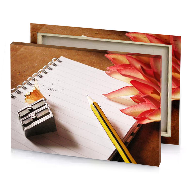 a pencil and on note pad platinum canvas