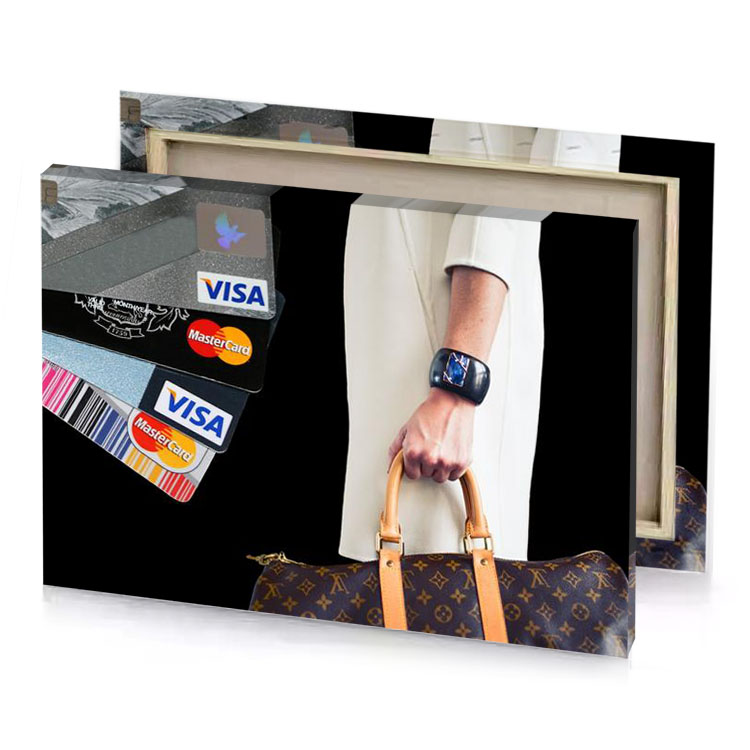 a person holding bag and credit card thistle canvas