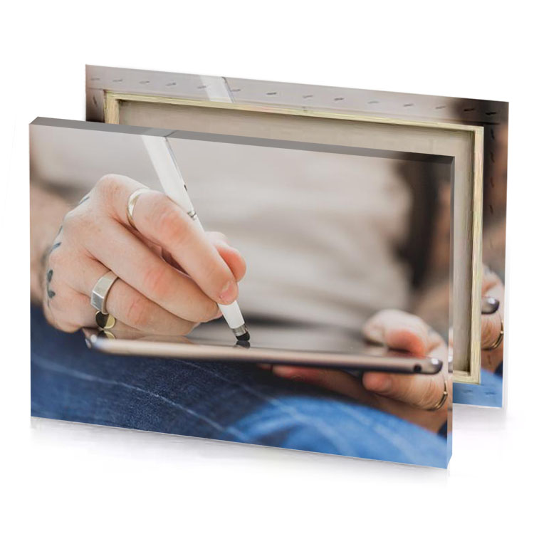 a person holding cell phone and pen rosy brown canvas
