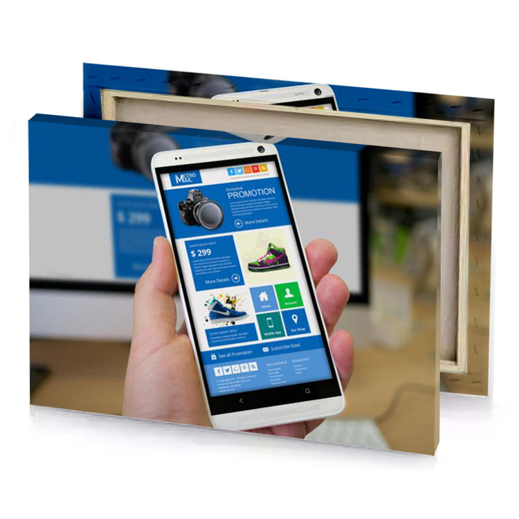 a person holding cell phone with the screen open denim blue canvas