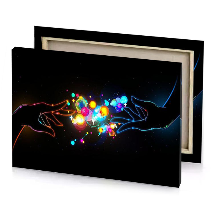 a person holding colorful object in their hands canary yellow canvas