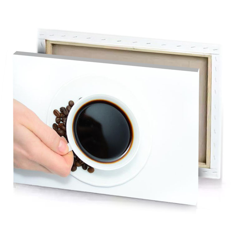 a person holding cup of coffee smoky black canvas