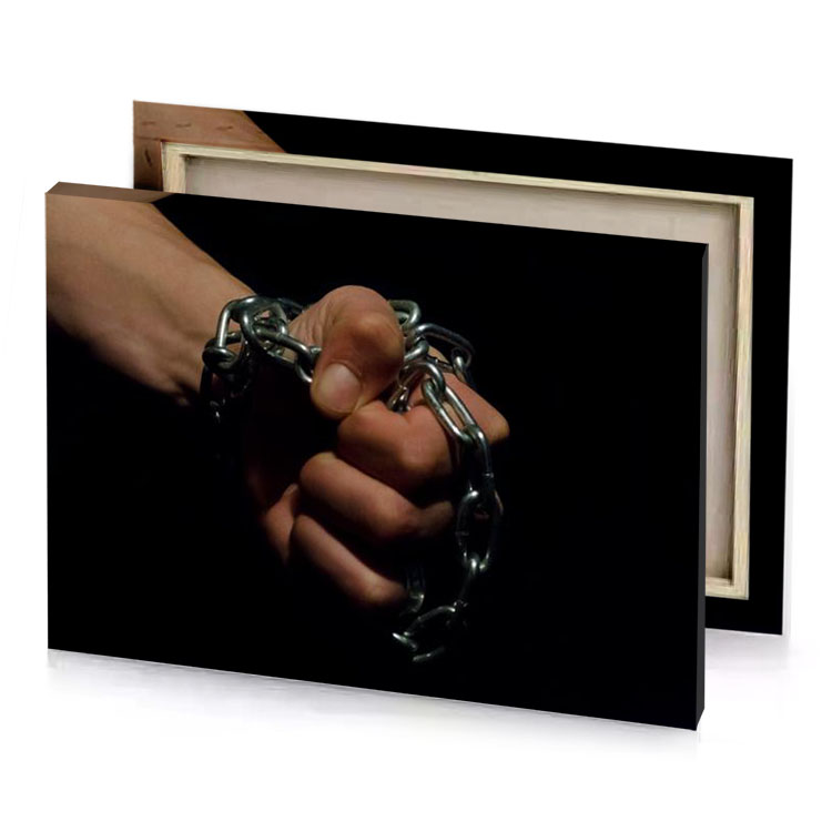 a person holding metal ring in their hand bistre canvas