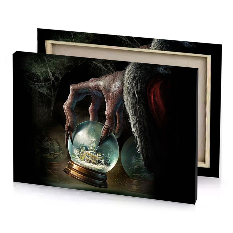 a person holding snow globe in their hand bistre canvas