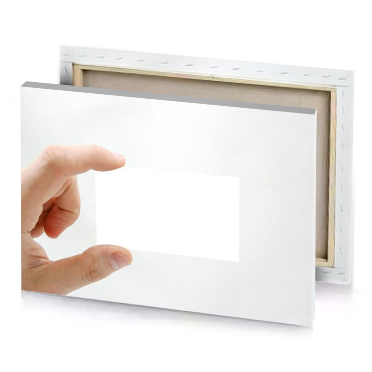 a person holding white business card smoke canvas
