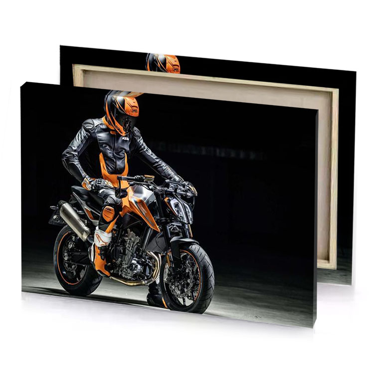 a person in black leather jacket riding motorcycle sienna canvas