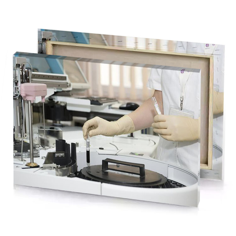 a person in lab setting device rosy brown canvas