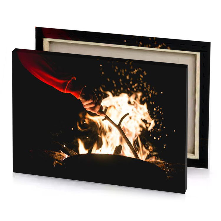 a person is cooking something on fire blanched almond canvas