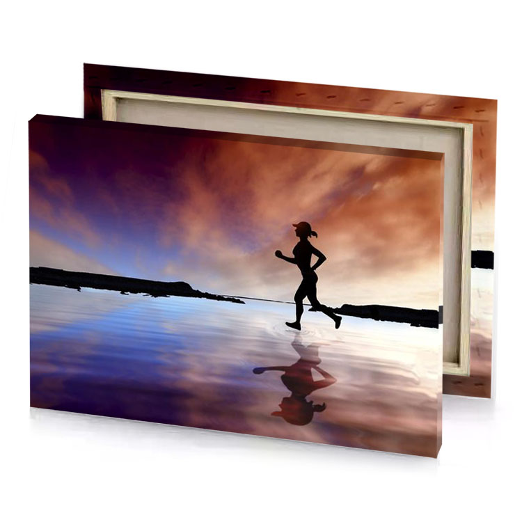 a person is running on the beach zinnwaldite brown canvas