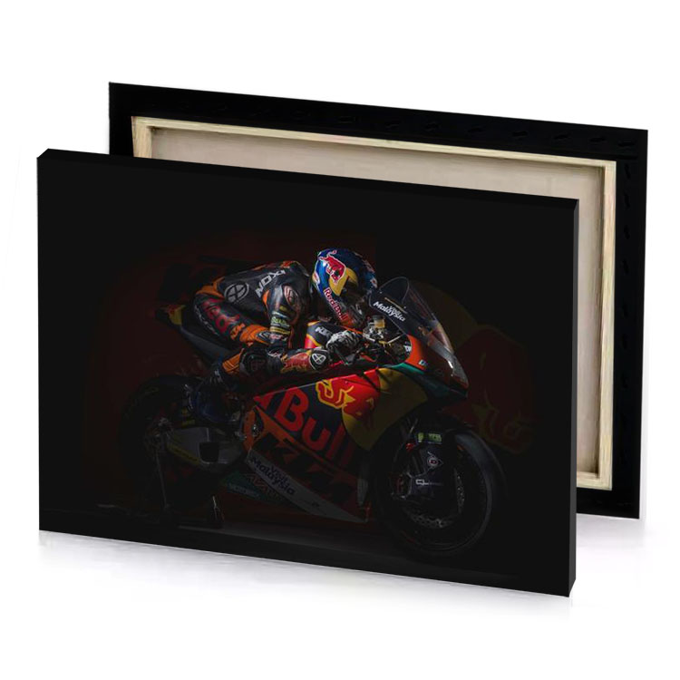 a person on motorcycle in dark room bistre canvas