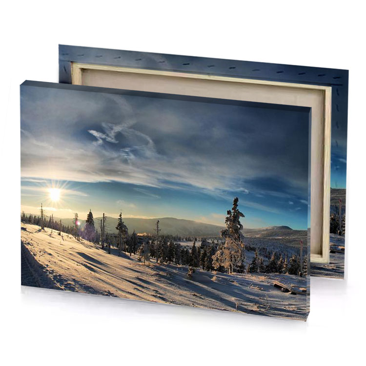 a person on snowboard snowy slope slate gray canvas