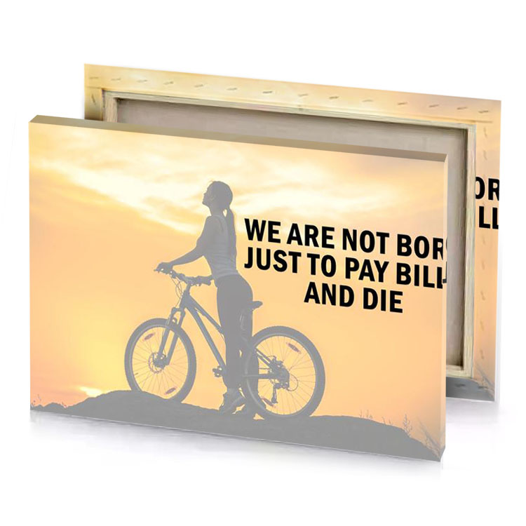 a person riding bike on hill papaya whip canvas