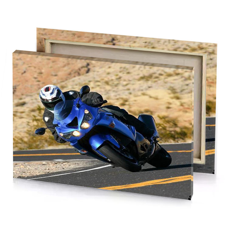 a person riding motorcycle down road lapis lazuli canvas