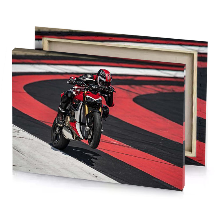 a person riding motorcycle on track bittersweet shimmer canvas