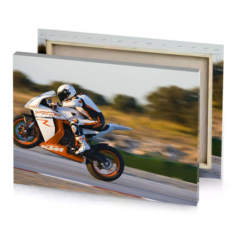 a person riding motorcycle on track copper canvas