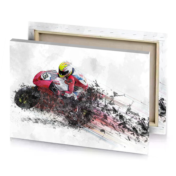 a person riding motorcycle on white background dim gray canvas