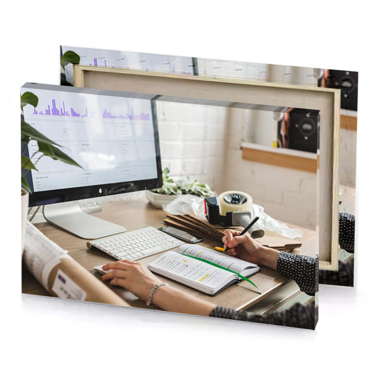 a person sitting at desk with computer platinum canvas