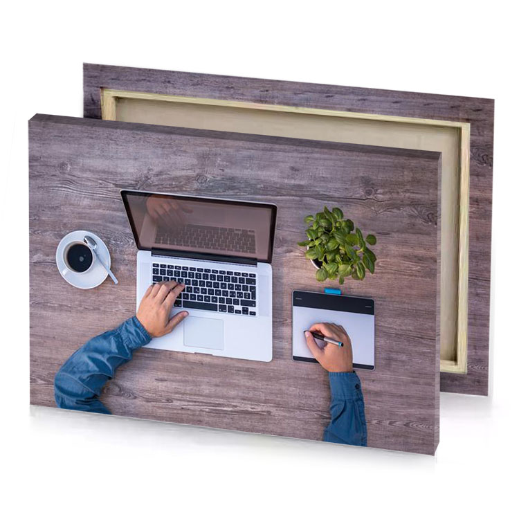 a person using laptop and cell lavender canvas