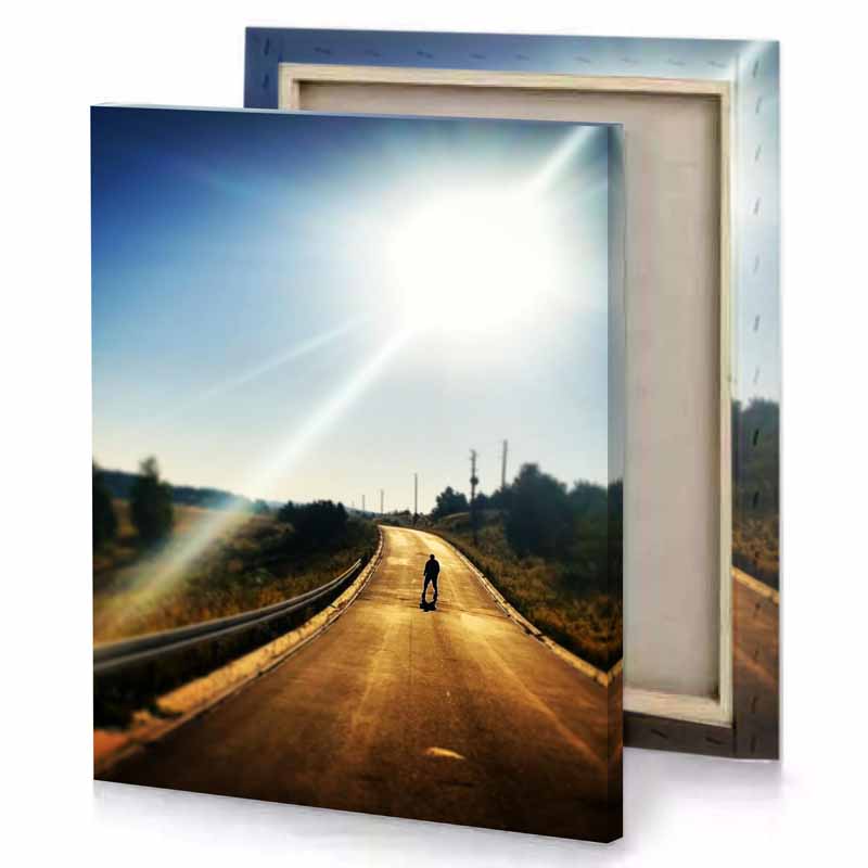 a person walking down road with bike platinum canvas