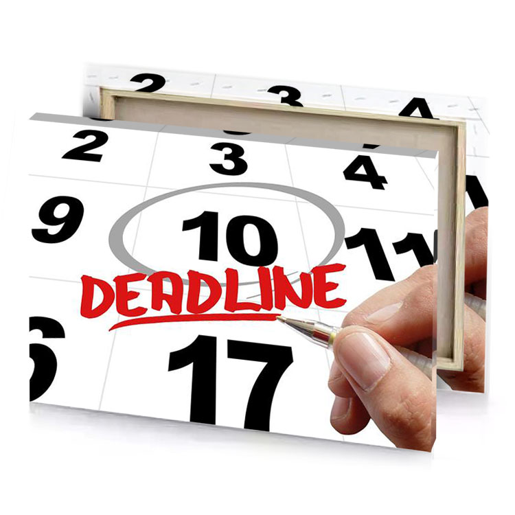 a person writing deadline on calendar lust canvas