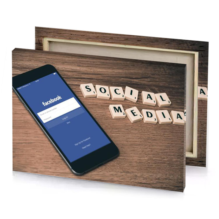 a phone with the facebook logo on it lapis lazuli canvas
