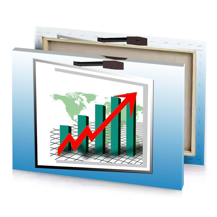 a picture of chart with red arrow teal canvas
