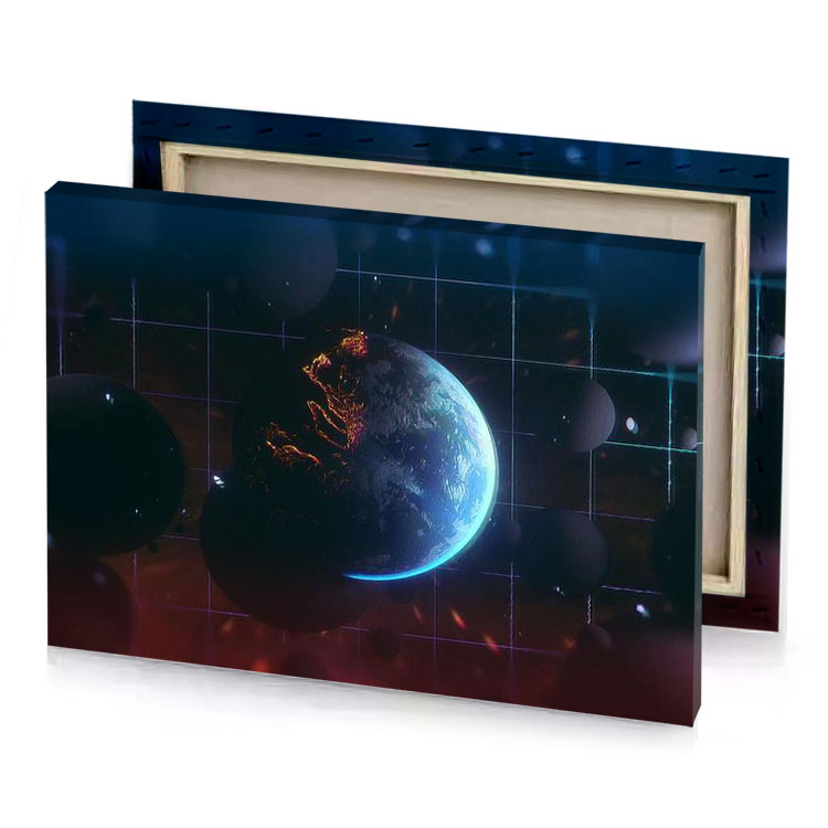 a picture of planet with grid squares charcoal canvas