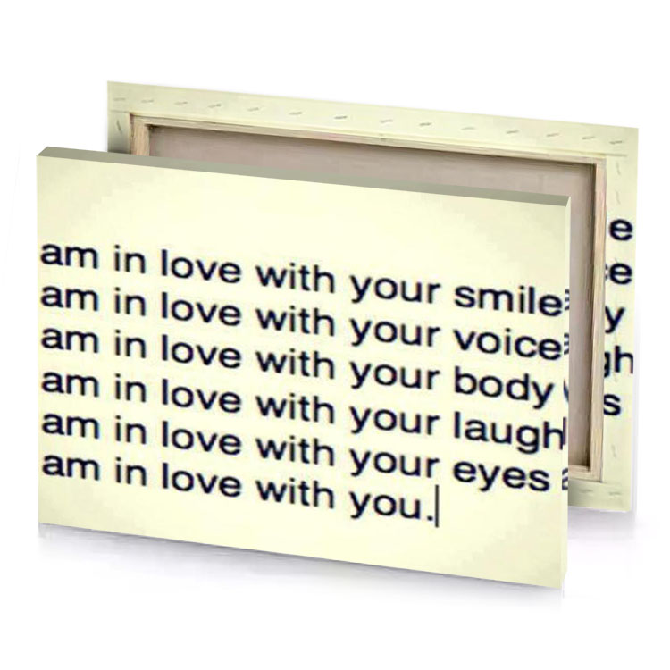 a picture of quote that says i am love with beige canvas