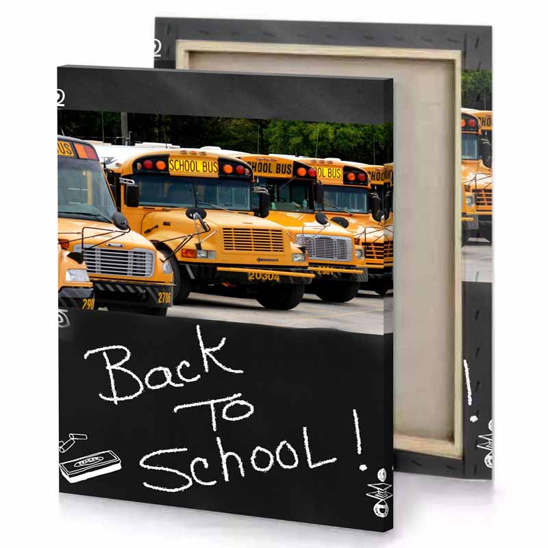 a picture of school bus and peru canvas