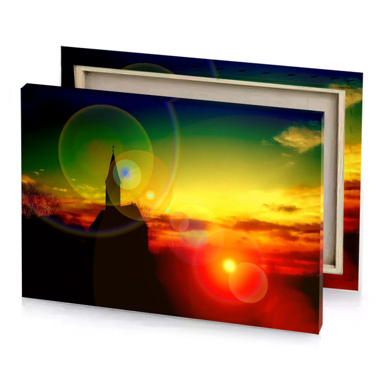 a picture of sunset with clock tower lemon canvas