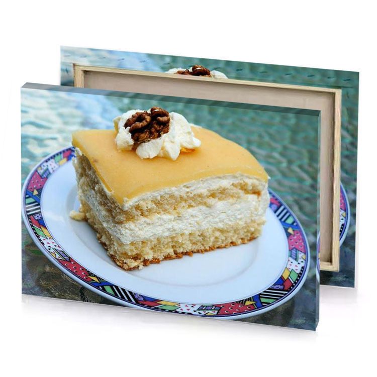 a piece of cake on plate fawn canvas