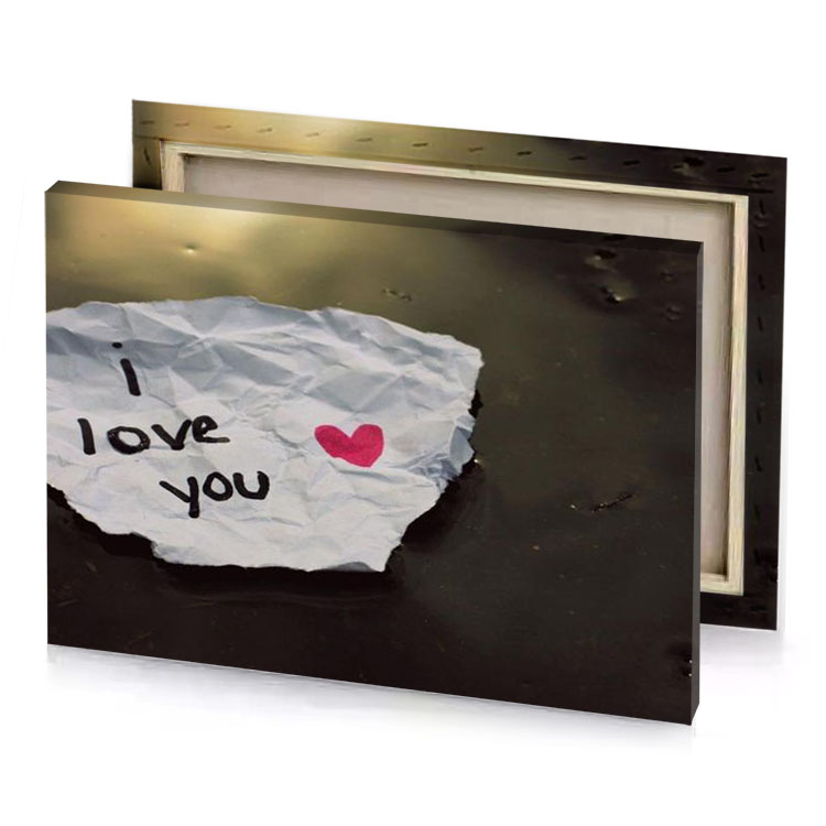a piece of paper with the words i love you silver canvas
