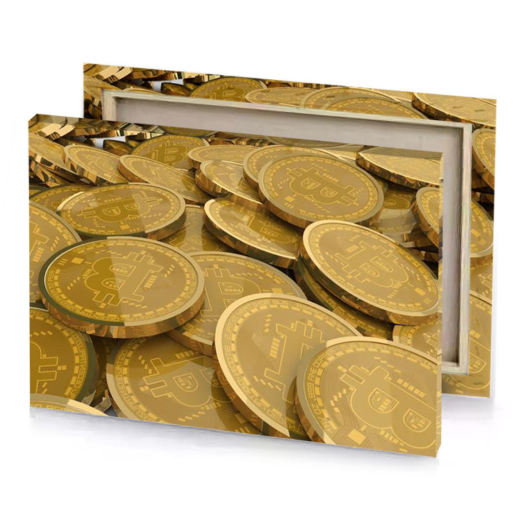 a pile of bitcoin coins peru canvas