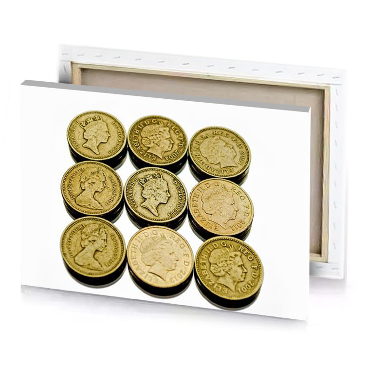 a pile of british coins burlywood canvas