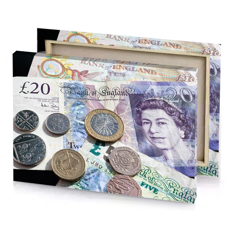 a pile of british money with few coins platinum canvas
