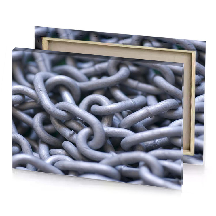 a pile of chains light steel blue canvas